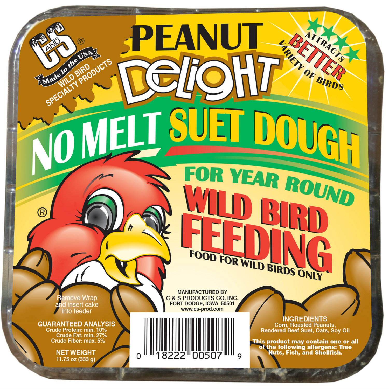 C S 12507 Peanut Delight No Melt Wild Bird Suet Dough Cake 11 75 Oz EBay