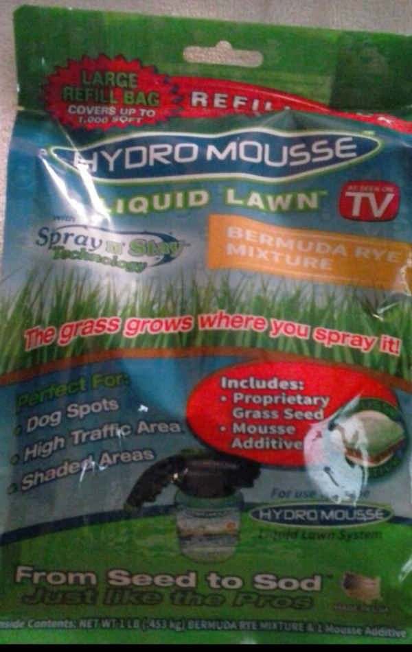 Hydro Mousse 175006 Liquid Lawn Bermuda Grass Seed, SpraynStay, As Seen On TV