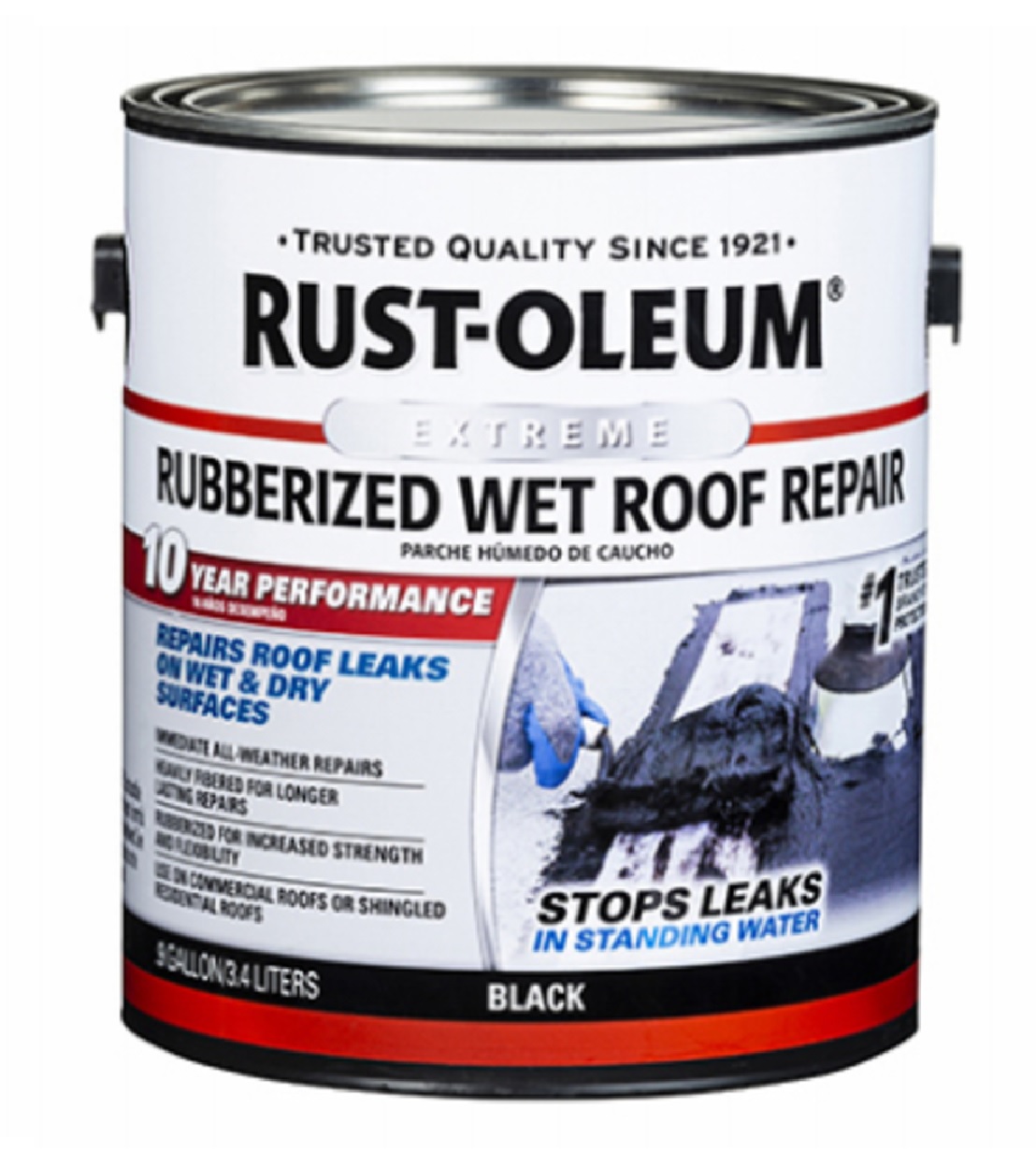 RustOleum 351237 Wet Roof Leak Stop Cement Patch, Black, Gallon
